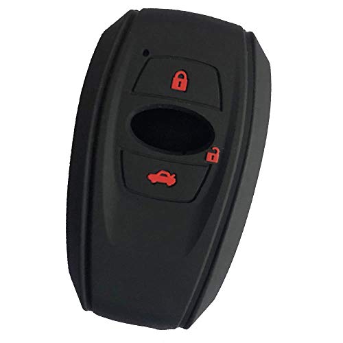 ZIAN スバル 車用 スマートキーカバー シリコン製三つボタン スマートキーケース クロストレック レヴォーグ レガシィ B4 インプレッサ G4 WRX S4 STI XV スマピタくん K15 など 専用設計(MY-SBR3J) (ブラック2(赤ボタ