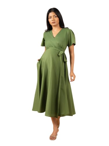 Image of The Mom Store Maternity and Nursing Wrap Dress for New Mom | Pre and Post Pregnancy Wear for Womens | Trendy Stylish Printed Friendly Dresses for Women | Comfortable