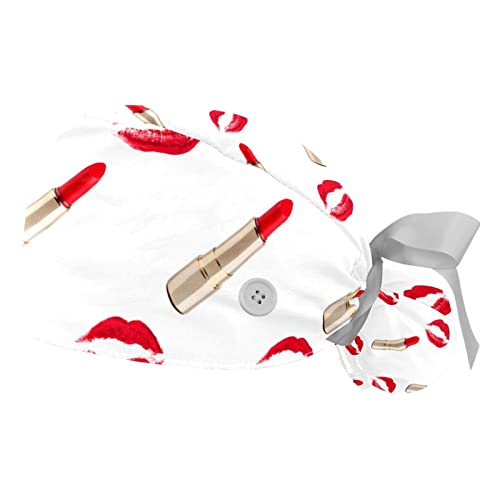 Chapeaux de travail JDEZ bouffants et ajustables rouge à lèvres pour femme et homme