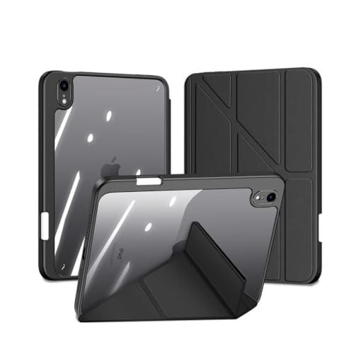 Image of INICIO Hybrid Smart Folio Case for Apple iPad mini 7 2024 & Mini 6 8.3 inch, Creative Detachable Front Cover, Trifold Multi Angle Stand, Pen Holder, Auto Wake /Sleep, PU+PC+TPU, Black