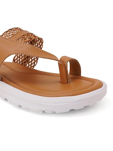 Image of Carlton London women's Braided Strap Toe Ring Strap Comfort Sandals