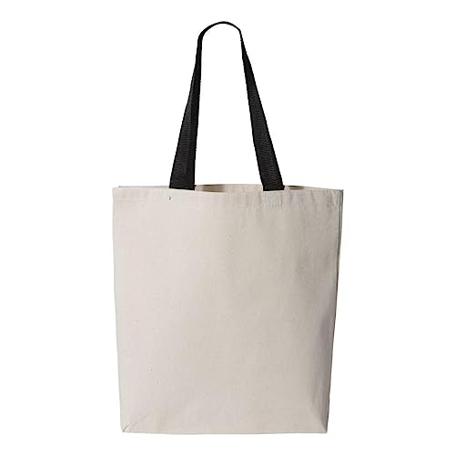 Q-Tees 11L Canvas Tote with Contrast-Color Handles One Size Natural/ Black2