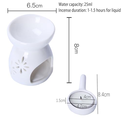 Miniatura 7 de Xflyp Quemador Aceites Esenciales Con Cuchara De Velas, Lámpara Perfumada De Noche, Horno De Aceite De Esencia De Cerámica Para Dormitorio, Sala De Estar, Oficina, Hotel
