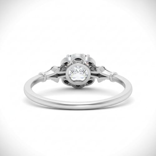 Image of Choose Your Gemstone Vintage Halo Diamond CZ Engagement Ring Sterling Silver Cushion Shape Vintage Engagement Rings Minimal Modern Design Birthday Gift Wedding Gift US Size 4 to 12