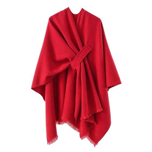Large Warm Shawl Wrap Front Solid Color Winter Accessory Casual Crop Solid Color Thick Oversized Shawl For Ladies