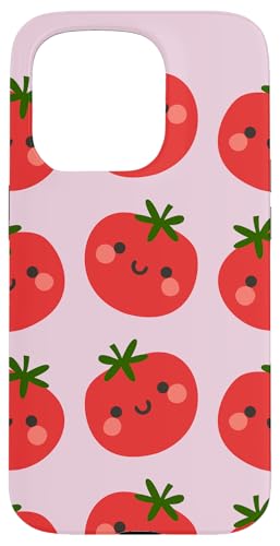 トマト柄 かわいい ハッピー トマト フルーツ ビーガン フルータリアン スマホケース iPhone 15 Pro 用