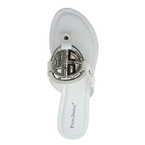 Image of Pierre Dumas Women's Medallion Vegan Slide Thong Flip Flop Flat Sandal