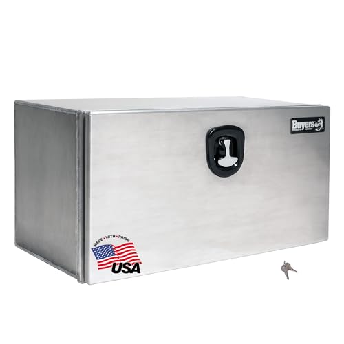 Image of Buyers Products 1706410 Pro Series Underbody Truck Box With 3-Point Compression Latch, Smooth Silver Aluminum, Made in the USA, 18 x 18 x 48 Inches, Truck Tool Box For Storage & Organization
