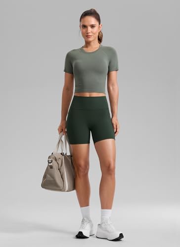 Image of CRZ YOGA Secretsculpt Biker Shorts Pockets 5'' | Booty Scrunch Butt, Butterlift, Buttery Soft, Moderate Compression, Workout, Pilates, No Front Seam, High Waist, for Women