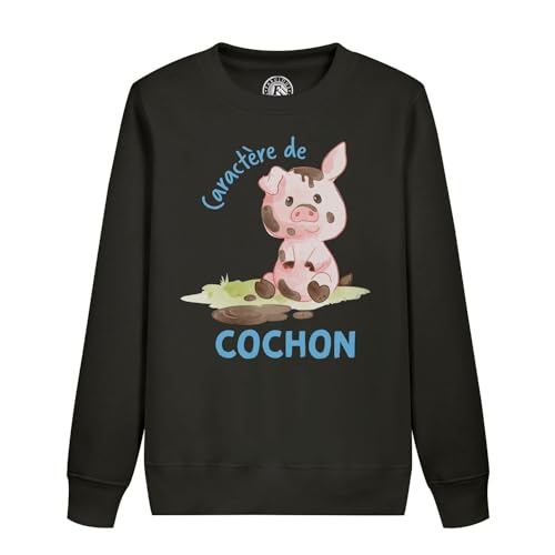 Sweatshirt enfant caractère de cochon humour idéal pour l'école et les loisirs