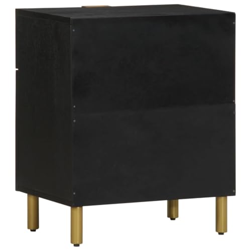 Table de chevet noire commode de rangement contre l'humidité en bois - 7