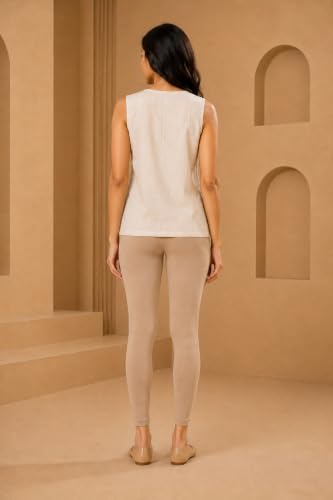 Image of Women's Cotton Lycra Ankle Length Leggings | Regular Rise, Soft 4 Way Stretch Fabric | Casual & Ethnic Wear
