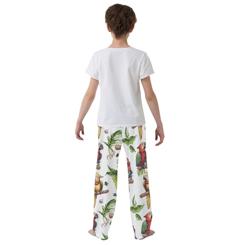 Tropical Parrots Boys Long Pants Soft Trousers Elastic Waist Kids Lounge Bottoms with Pockets S-XL3