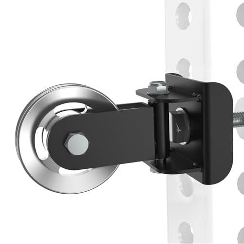Aluminum Alloy Rotating Pulley Attachment for 3×3 Power Racks, Heavy-Duty Cable Pulley with 180° Pivot, Smooth CNC Machined Wheel, Bolt-On Cable Station Upgrade for Home Gym Training