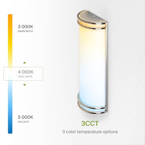 Image of ASD Indoor LED Wall Sconce Lights - 18 Inch 25W Brushed Nickel Modern LED Wall Sconces Hardwired - ETL Dimmable 3000K 4000K 5000K Adjustable Sconce Light Fixture for Bedroom, Hallway