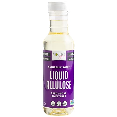 Wholesome Yum Liquid Allulose Sweetener (Syrup) - Natural Zero Calorie Keto Sugar Substitute - 0 Net Carbs, Gluten Free, No Erythritol, Non GMO (16.7 oz)