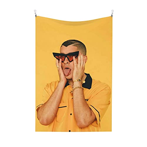 Glgl Personalized Bad Bun-Ny Tapestry Wall Hanging Poster Pop Rapper Art Decor, Porch Hangings Decoration Apartment Home Art Wall Tapestries Bedroom Living Room Dormitory,Wall Art Blanket 60*40 Inch #TOP3