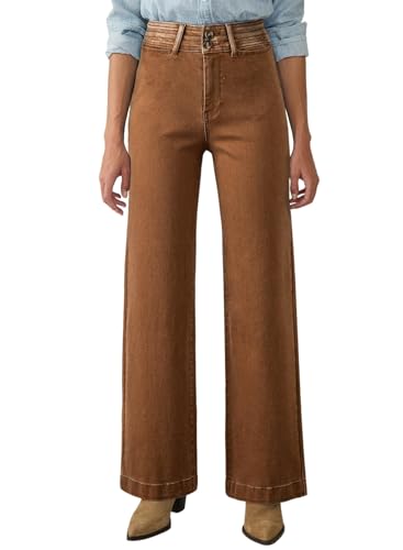 Astylish Women Wide Leg Jeans High Waisted Double Buttoned Stretchy Straight Leg Jeans Loose Trendy 2025 Denim Pants