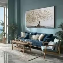 ZHUOYA Beżowy obraz Drzewo Życia: Minimalistyczne teksturowane płótno, sztuka ścienna Wabi-Sabi, nowoczesna dekoracja salonu (60 x 120 cm/bez ramy)