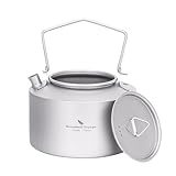 Boundless Voyage Teekanne aus Titan, für Outdoor Camping, ultraleicht große Kapazität Der Titan-Wasserkocher, mit klappbarem Griff, 1L (Grau)