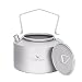 Boundless Voyage Teekanne aus Titan, für Outdoor Camping, ultraleicht große Kapazität Der Titan-Wasserkocher, mit klappbarem Griff, 1L (Grau)