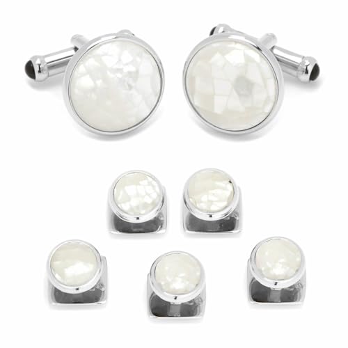 Ox & Bull モザイク マザーオブパール カフス スタッドボタン セット ob-mos-mop-ss