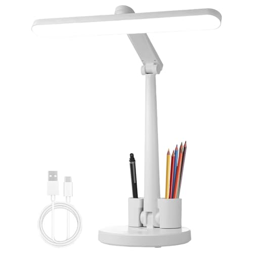 Lámpara de Escritorio para Oficina | Duradero, protección ocular, ajustable - Lámpara de escritorio con 3 modos de brillo | Con Carga USB, Luz de Lectura para Mesita de Noche, Estudio, Hogar, Escuela,