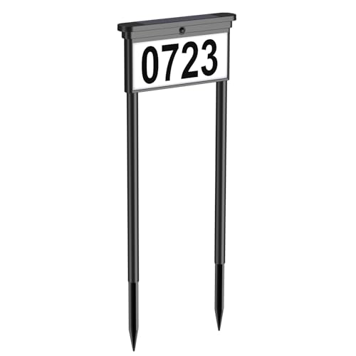 Solar Address Sign, House Numbers for Outside Double Side, 12 Modes Lighted Address Plaque Outdoor...