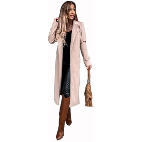 UGET Women's Casual Open Front Jackets 2024 Fall Fashions Warm Wool Knitted Long Blazer Trench Coat Orange Cover