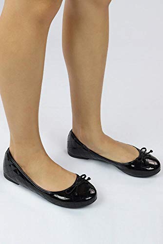 Sapatilha Chiquiteira Bico Fino Laço Verniz Ac Preto 35