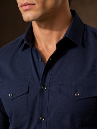 Image of Men's Double Flap Pocket | Regular Fit | Solid Spread Collar | Versatile Everyday Office Wear Comfortable |Stylish Design | Shirt