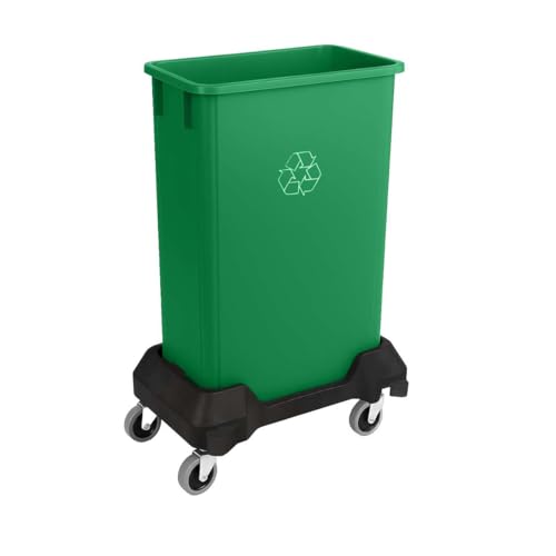 Image of 23 Gallon Slim Rectangular Garbage Can with Wheels - Green