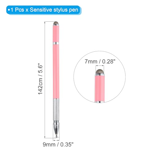 MECCANIXITY Metal Ballpoint Pen with Stylus Tip 3 in 1 Ink Pen Stylus Pens for Touch Screens Universal Capacitive Stylus Tablet Pens, Pink