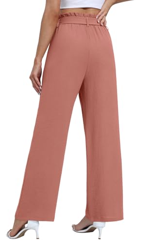 Wide Leg Pants for Women 2024 High Waisted Palazzo Pants with Pockets Adjustable Tie Knot Flowy Trousers3