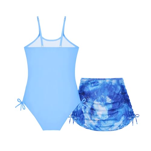 Image of Weixinbuy Girl's One Piece Swimsuits with Mesh Skirt Bathing Suits Swimwear with Cover Up for Girls 9-16 Years