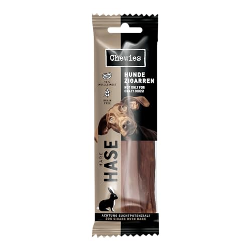 Chewies Hundezigarre, Getreidefrei, Ohne Zuckerzusatz, für Hunde Aller Altersklassen, hoher Proteingehalt (75g (1 Packung), Hase)