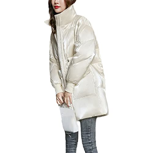 Doudoune chaude grande taille femme hiver tendance blanc canard duvet brillant veste blanche XL