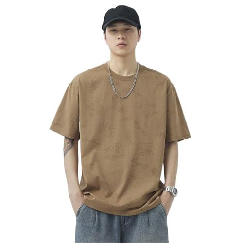 T-shirt col rond homme kaki vêtement d'été fluide aux finitions soignées