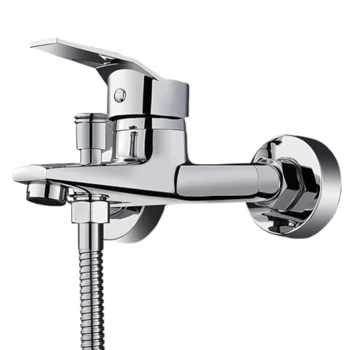 Zinc Alloy Basin Faucets Chrome Wall Mounted Hot Cold Water Mixer Tap Dual Spout Single Handle For Bathroom Shower Basin(1pcs-A)
