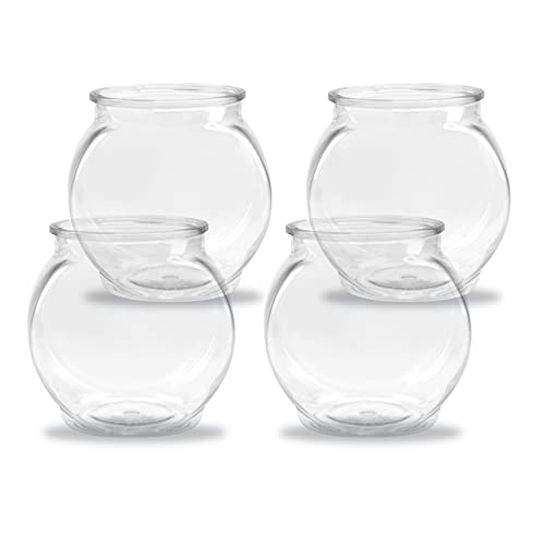Flat-Sided Fishbowl Party Cups – 4-Pack (22 oz) – Durable Plastic, Fun Fishbowl Design for Cocktails, Mocktails, & Parties – Perfect for Indoor/Outdoor Events, BBQs, and Unique Party Favors