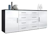 Material: Dank hochwertig foliierten MDF-Fronten und einem Korpus aus Spanplatten mit Melaminbeschichtung ist das Sideboard angenehm leicht und stabil und zudem besonders pflegeleicht. Wertige Verarbeitung - Made in Germany.
