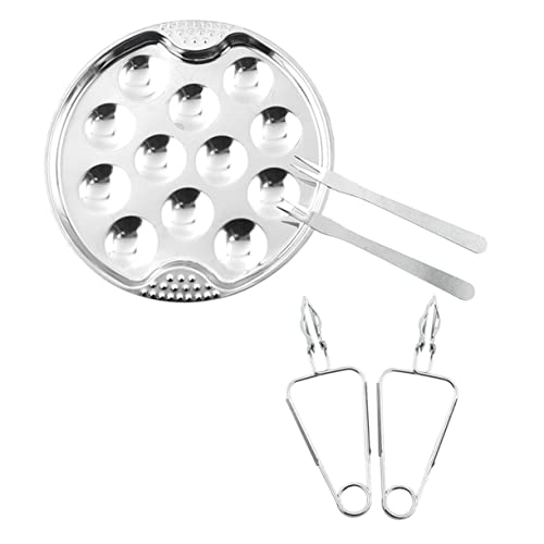 Luxshiny 1Juego Conjunto de Placas de Caracol Inoxidable de Platos para Escargot y Utensilios de Servicio para Cocina y Restaurantes
