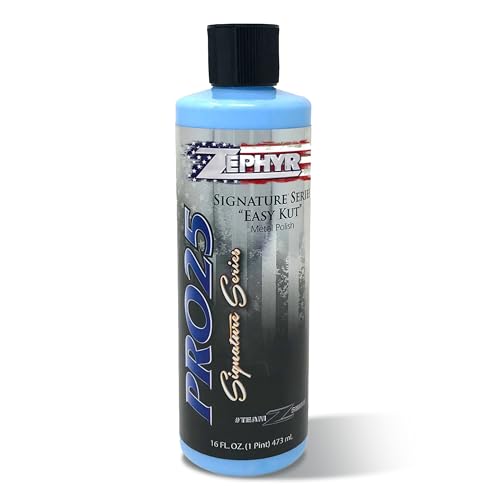 Zephyr - Pro 25 Easy Kut Liquid Metal Polish - Stainless Steel, Chrome, & Aluminum Polish - Metal Polishing for Lifted Trucks, Show Vehicles, Motorcycles, & More - 16 oz.