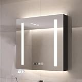 Badezimmer Wandspeicher spiegelschrank holz mit LED,badezimmerschrank h¤ngend mit Entnebelung...