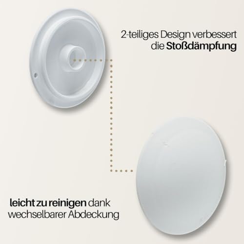 Bumms Türstopper für Boden und Wand Weiß selbstklebend ohne bohren [10 Stück] - Ø 60 mm - Wandpuffer für Wandschutz aus Gummi - Türpuffer für Türanschlag, Türgriffschutz bei Wänden