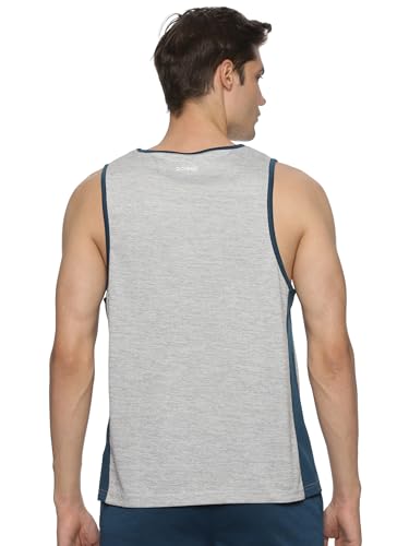 Image of DOMIN8 Men's Sleeveless Stretchable & Breathable Training Tank Tops | Muscle Tees I Melange Effect Fabric I Contrast Piping Vest | Moisture Wicking Top for Men | Activewear for Gym, Running