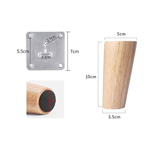 Patas de madera para muebles y repuestos de sofá cónicos con juego de anclaje para sillas 3