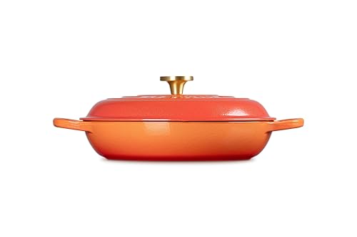 Le Creuset Enameled Cast Iron Signature Braiser 3.5 qt., Flamme Doree with Crucible Knob