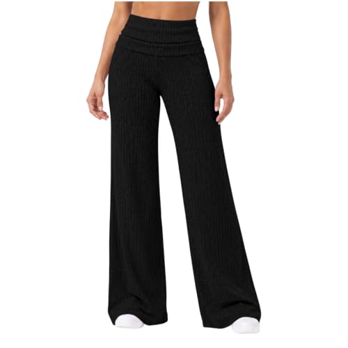 Womens High Waist Wide Leg Pants Pleated Solid Elastic Casual Trousers - image 1