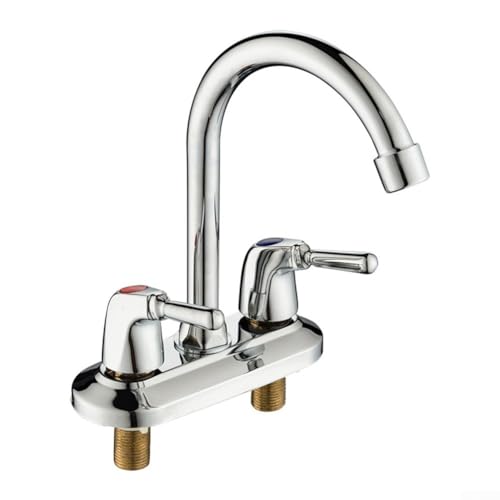 Rubinetto per lavabo da bagno Rubinetto per doccia a doppia maniglia Rubinetto miscelatore per lavello con finitura cromata Design a doppia leva a 2 fori Controllo dell'acqua calda fredda per il
